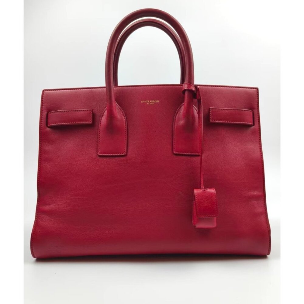 Yves Saint Laurent Red Leather Tote Bag